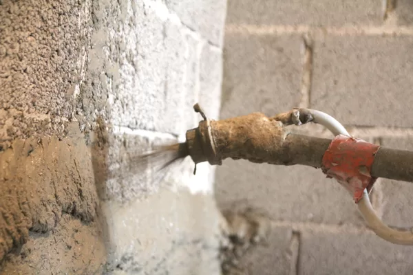 Cementa kaļka apmetums Ceresit ZKP Apmetuma masas pūsšana uz sienas.